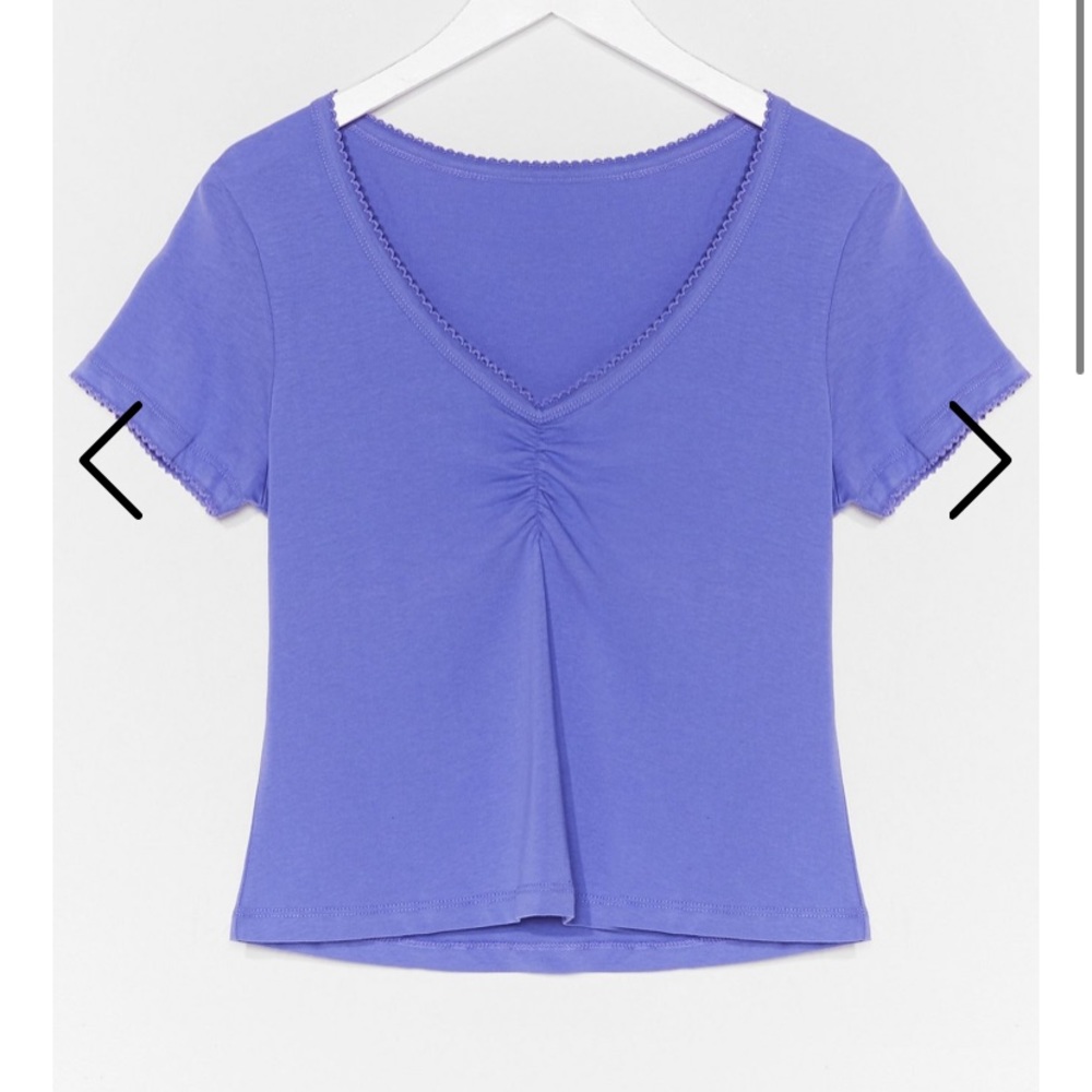 NWT Lets V How it Goes Scalloped Tee Nasty Gal L